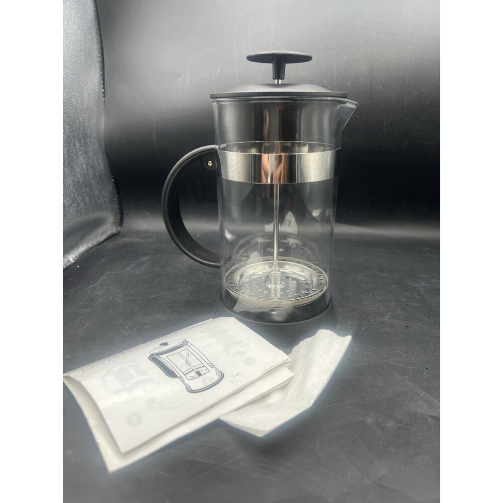 Mr Coffee French Press Coffee Maker Glass Carafe Black Stainless Steel No Box